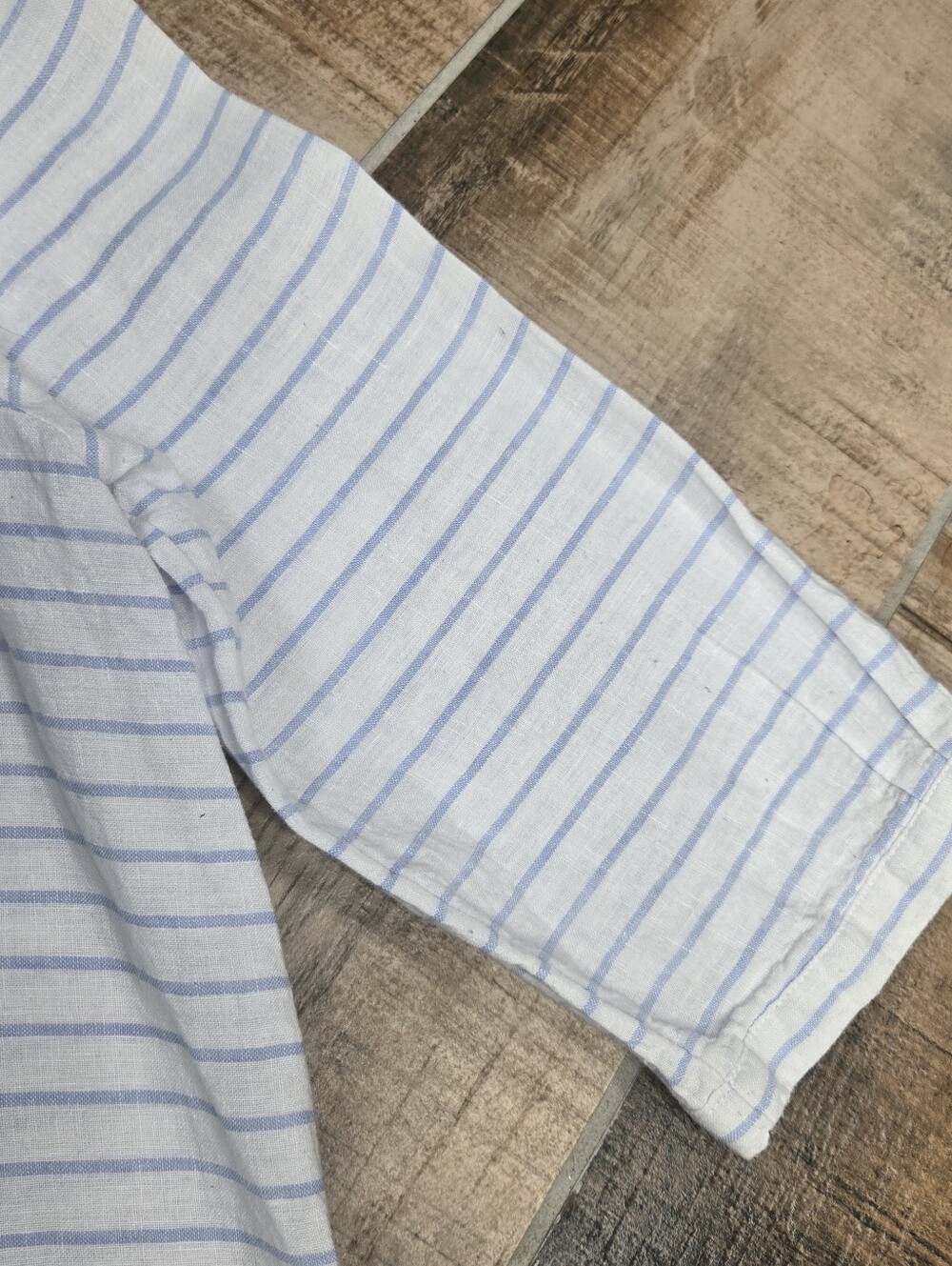Martha Stewart Collection 100% Linen Top Boxy Crop Blouse White Stripes size XL - Picture 12 of 14